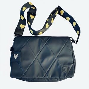 Shawn Killinger x IHKWIP Quilted Shoulder Bag with Heart GuitarStrap Dark Denim